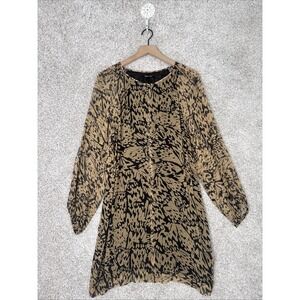 Vix Paula Hermanny Womens Silk‎ Tan & Black Dress Large